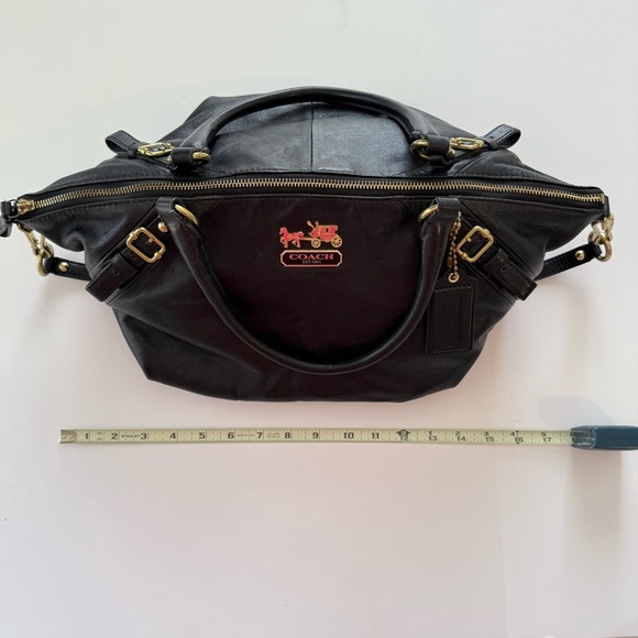 COACH | Coach Madison Sophia Black Leather Satchel Shoulder Bag w/ Red Lining - Picture 13 of 16